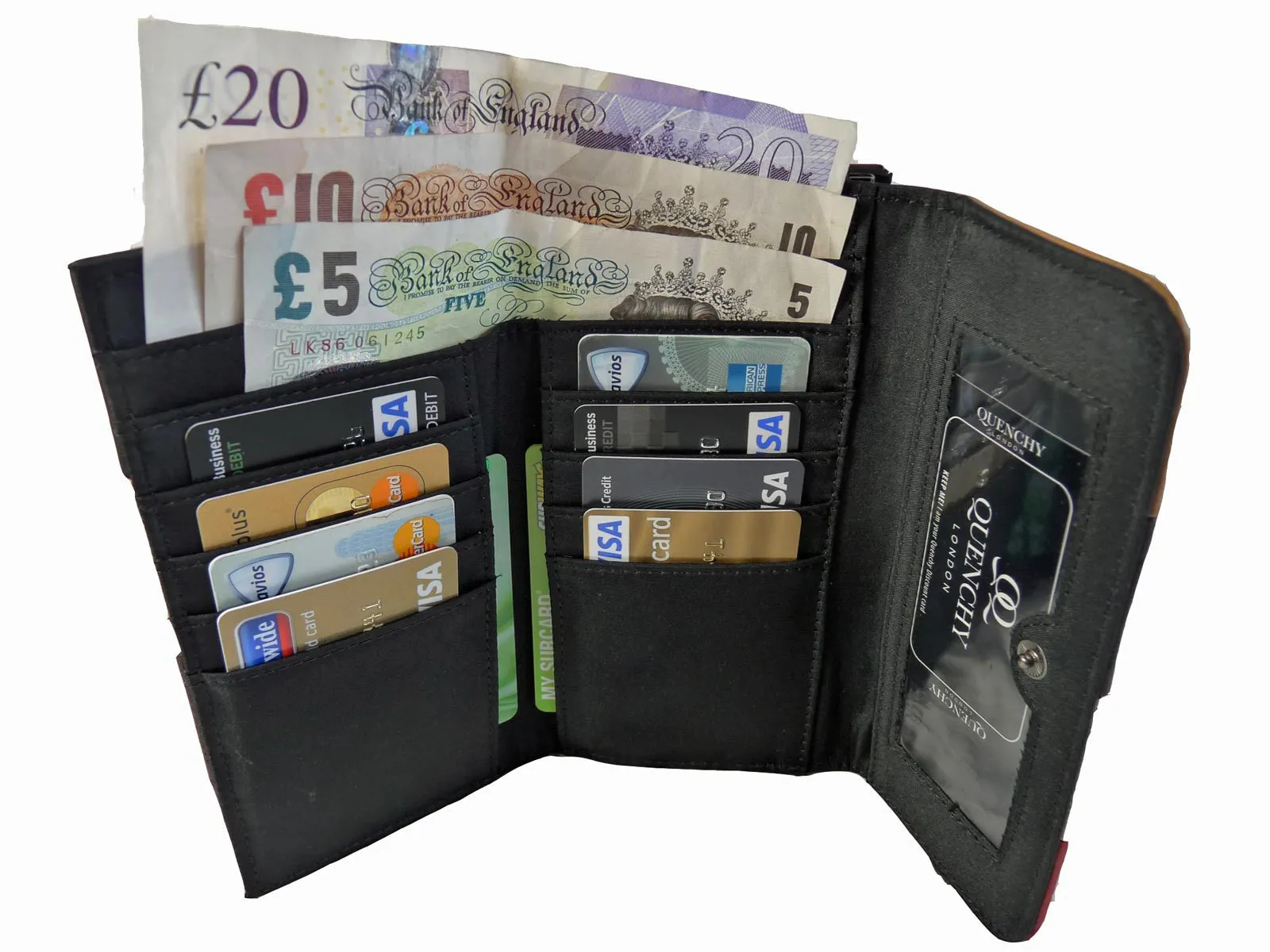 XL Large Real Leather Purse 20 Credit Card Slots 2 Coin Trays QL844