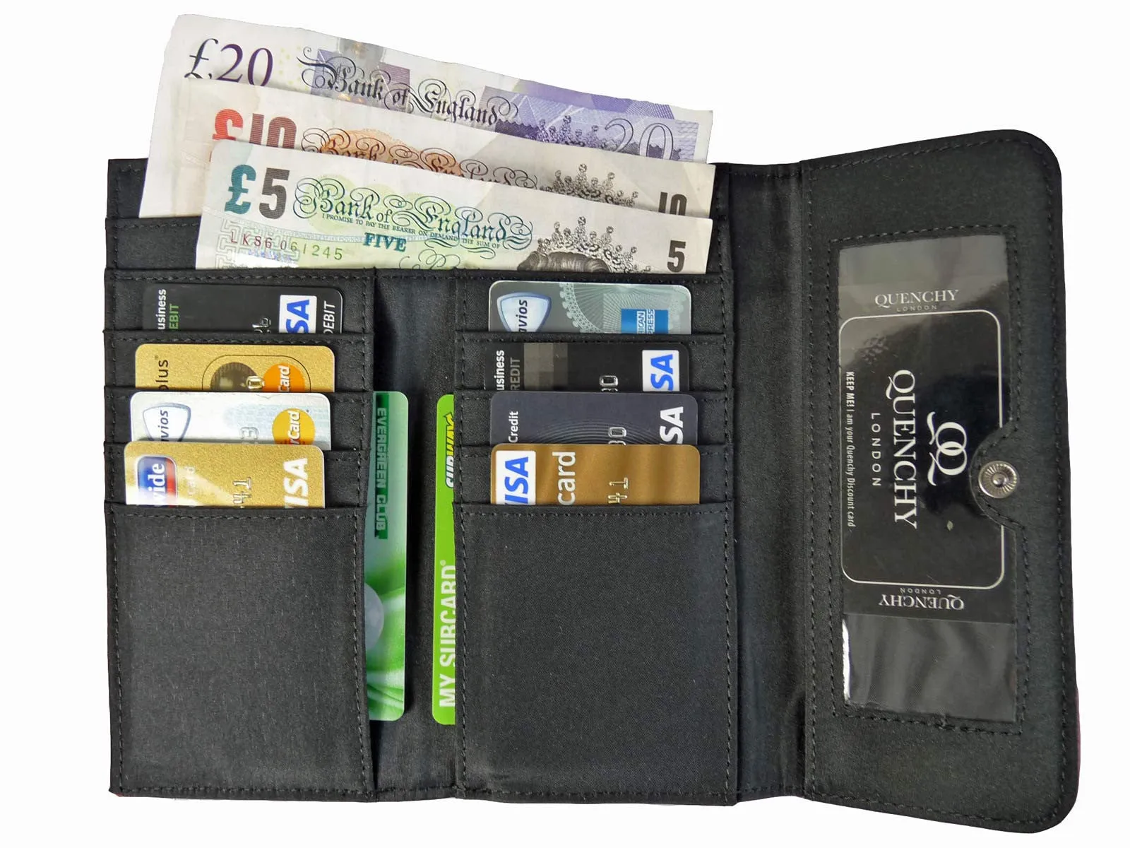 XL Large Real Leather Purse 20 Credit Card Slots 2 Coin Trays QL844