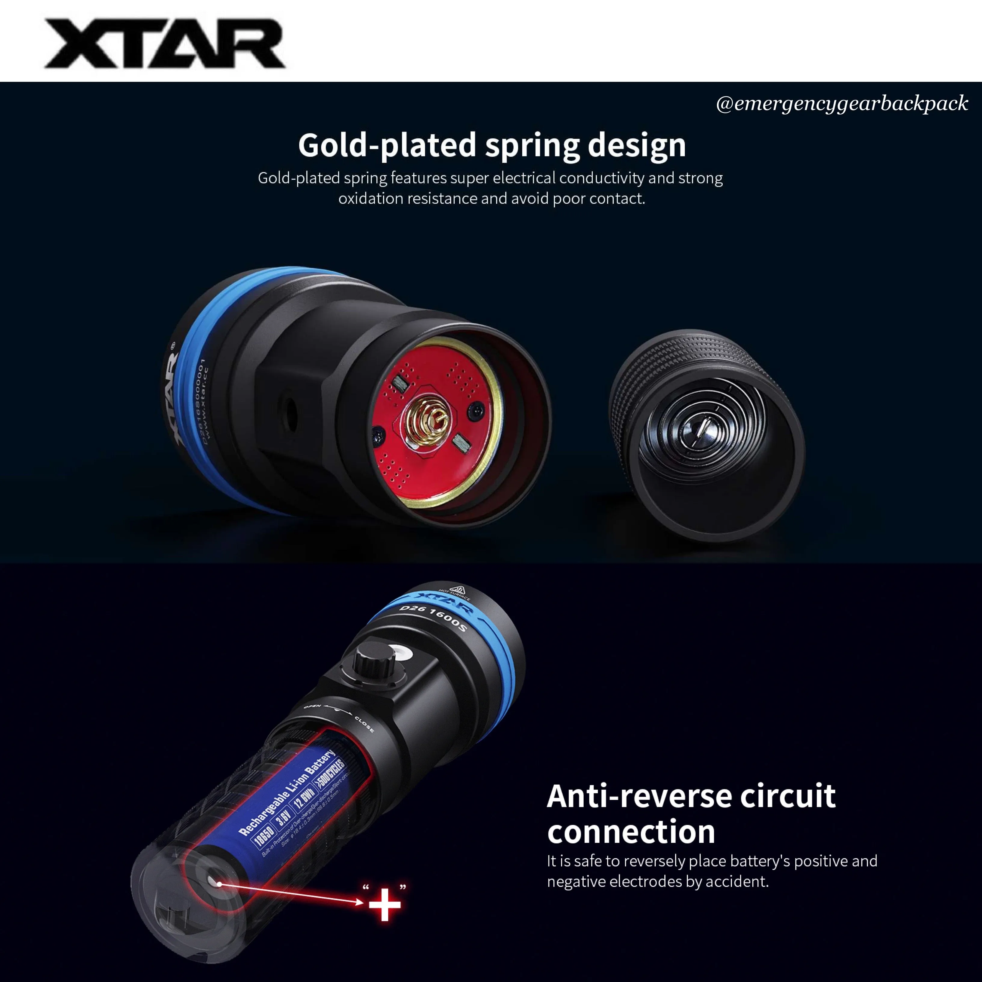 XTAR D26 1600S 100M Diving Flashlight