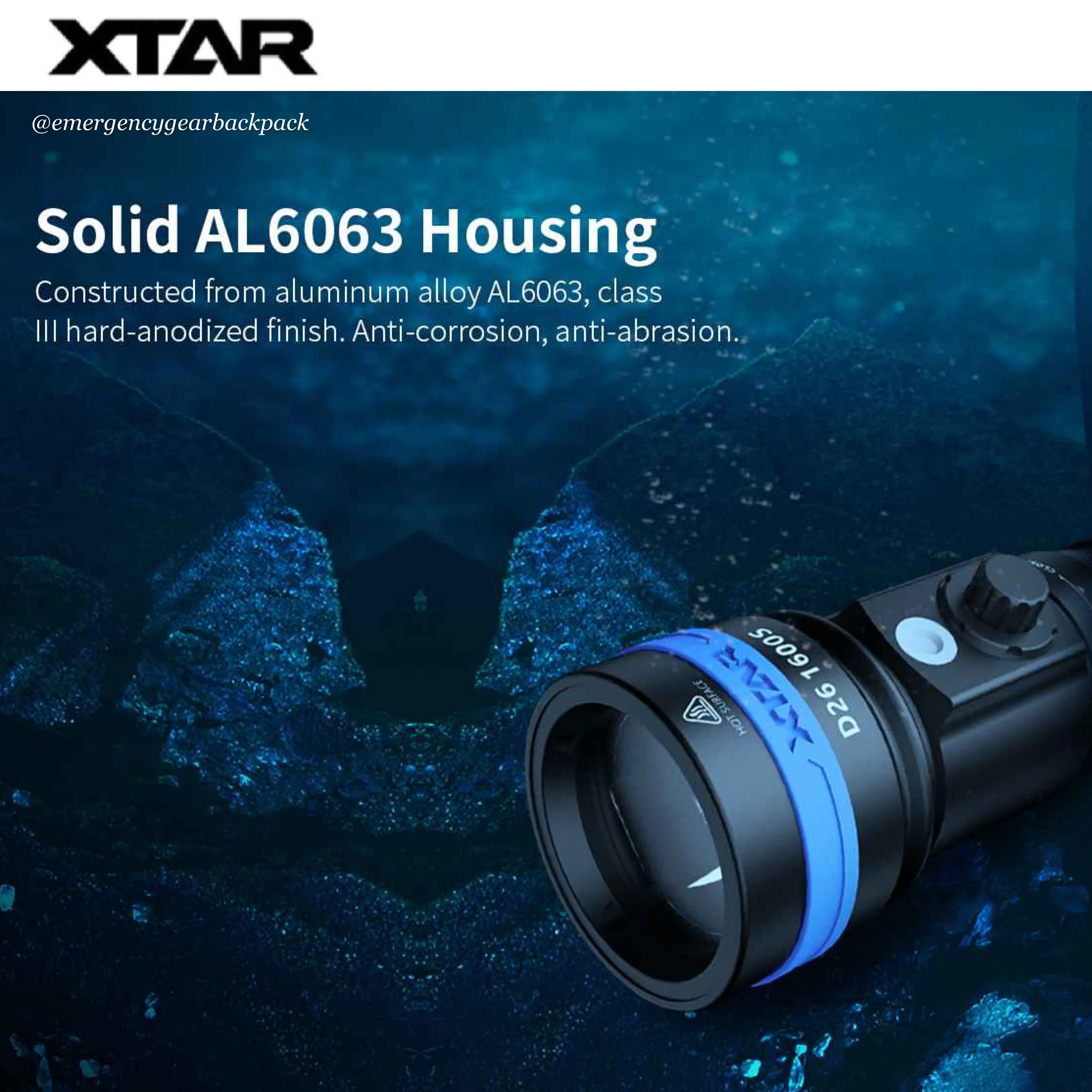 XTAR D26 1600S 100M Diving Flashlight