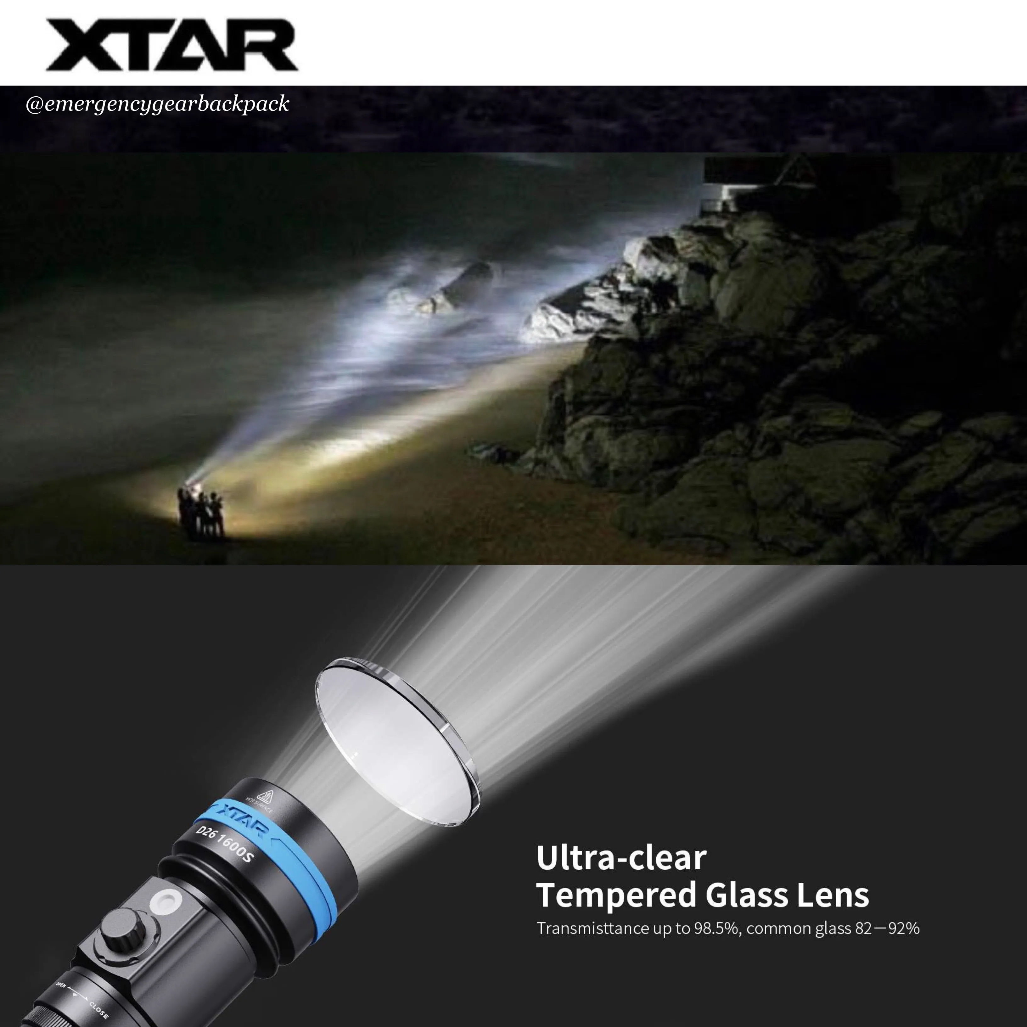 XTAR D26 1600S 100M Diving Flashlight