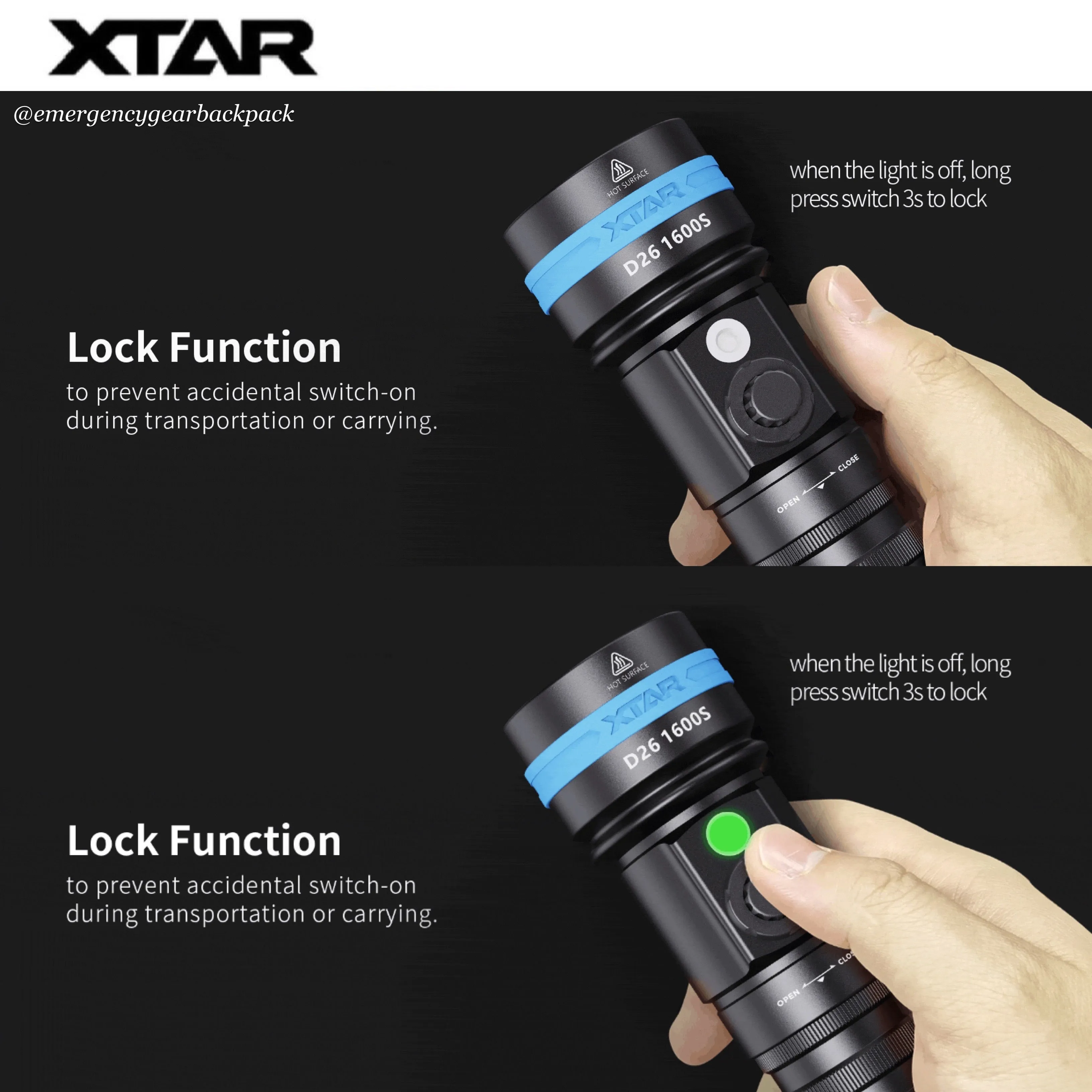 XTAR D26 1600S 100M Diving Flashlight