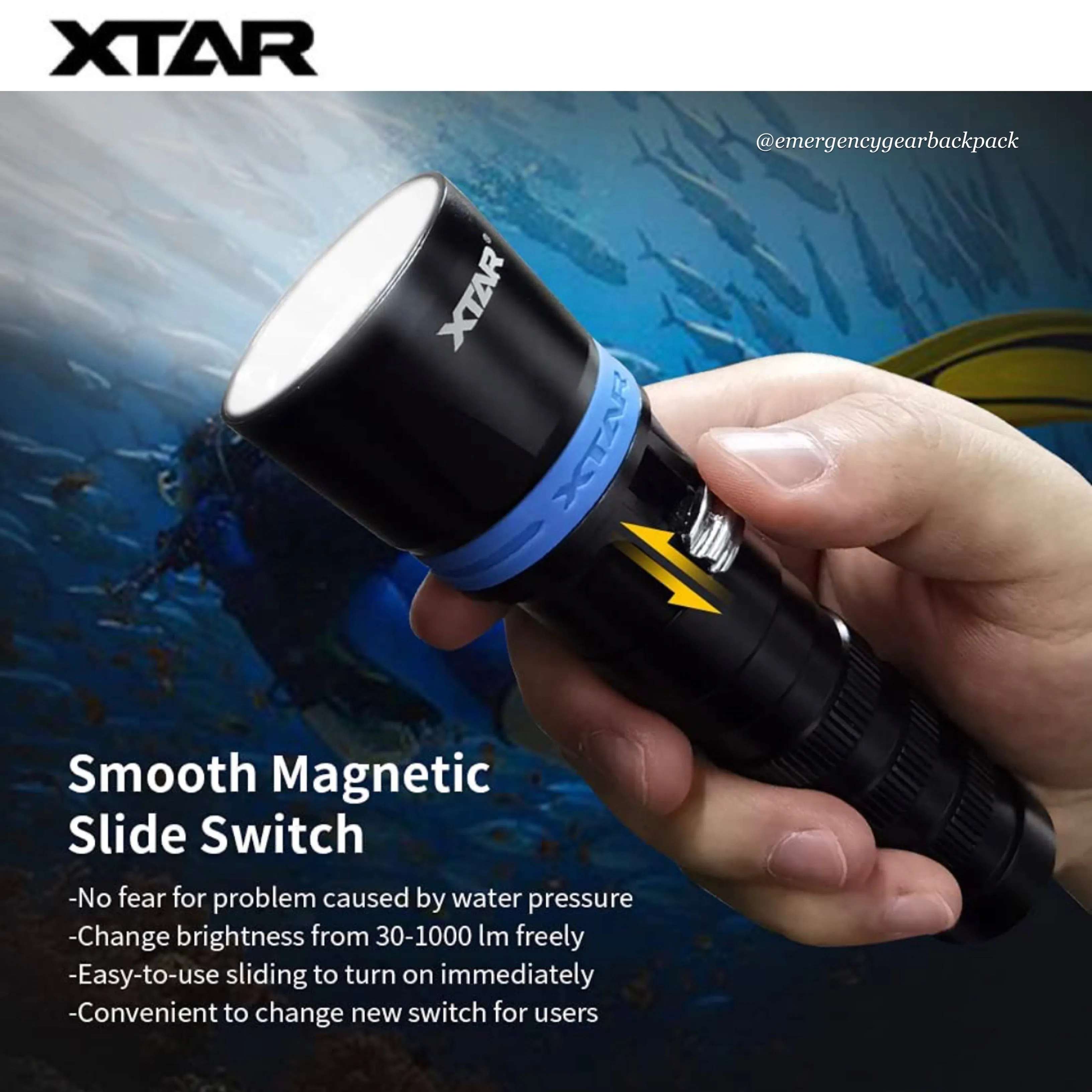 XTAR DS1 1000LMS 282M Spearfishing Diving Flashlight