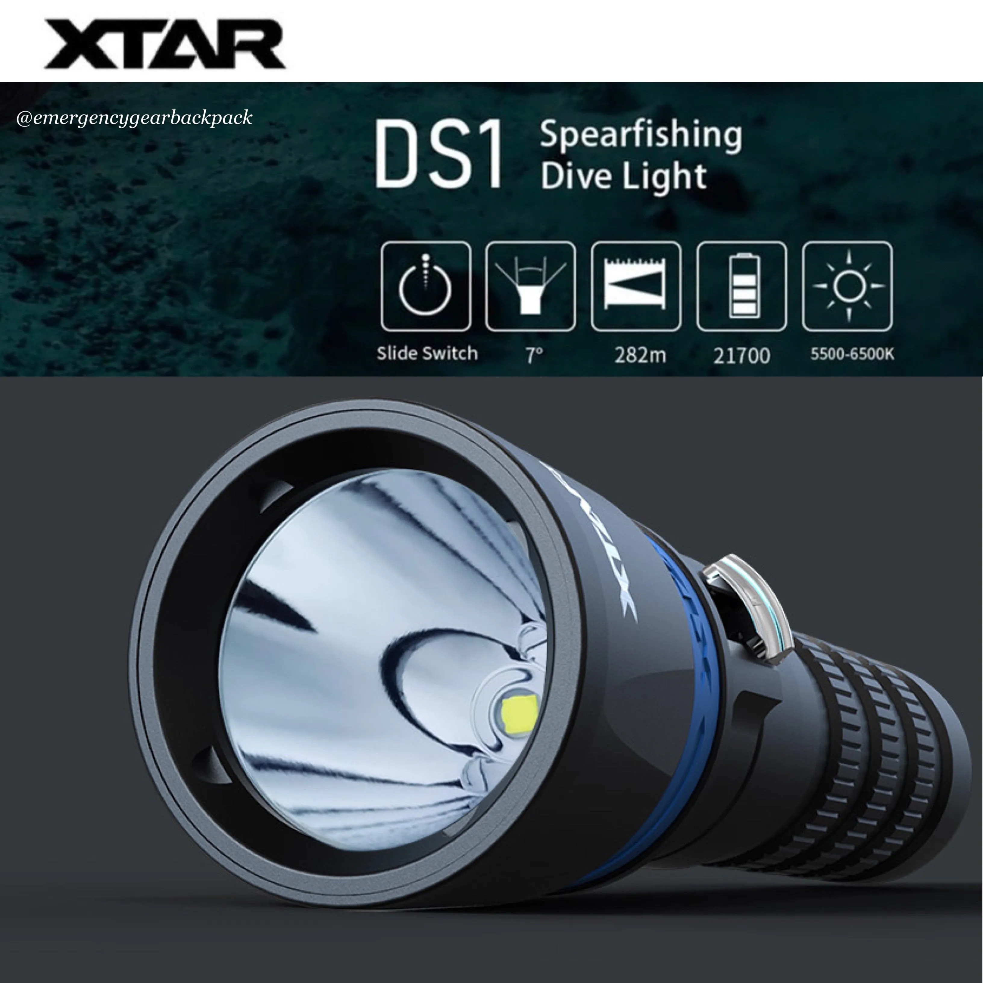 XTAR DS1 1000LMS 282M Spearfishing Diving Flashlight