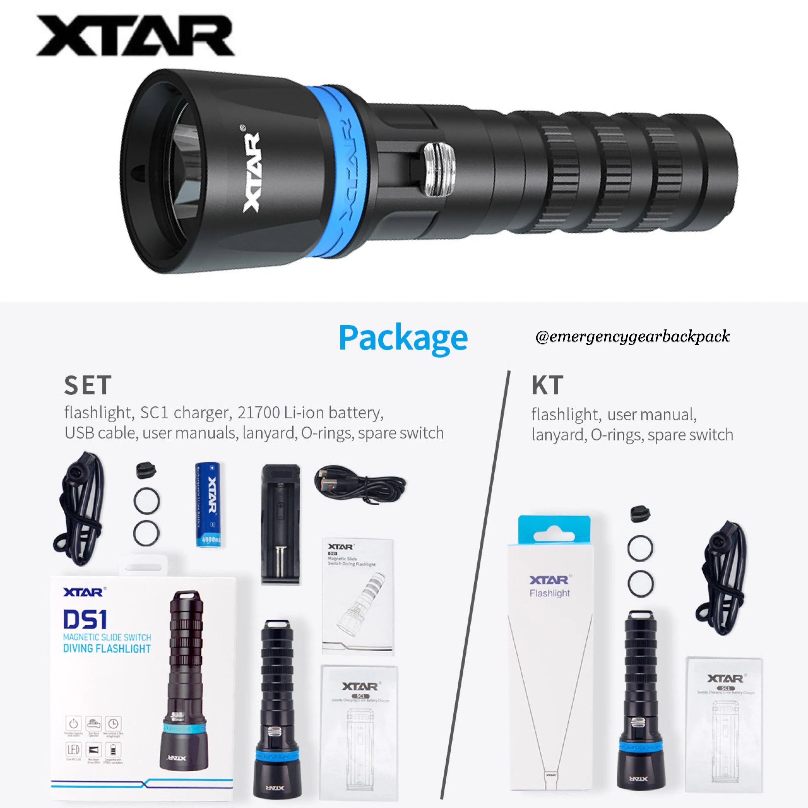 XTAR DS1 1000LMS 282M Spearfishing Diving Flashlight