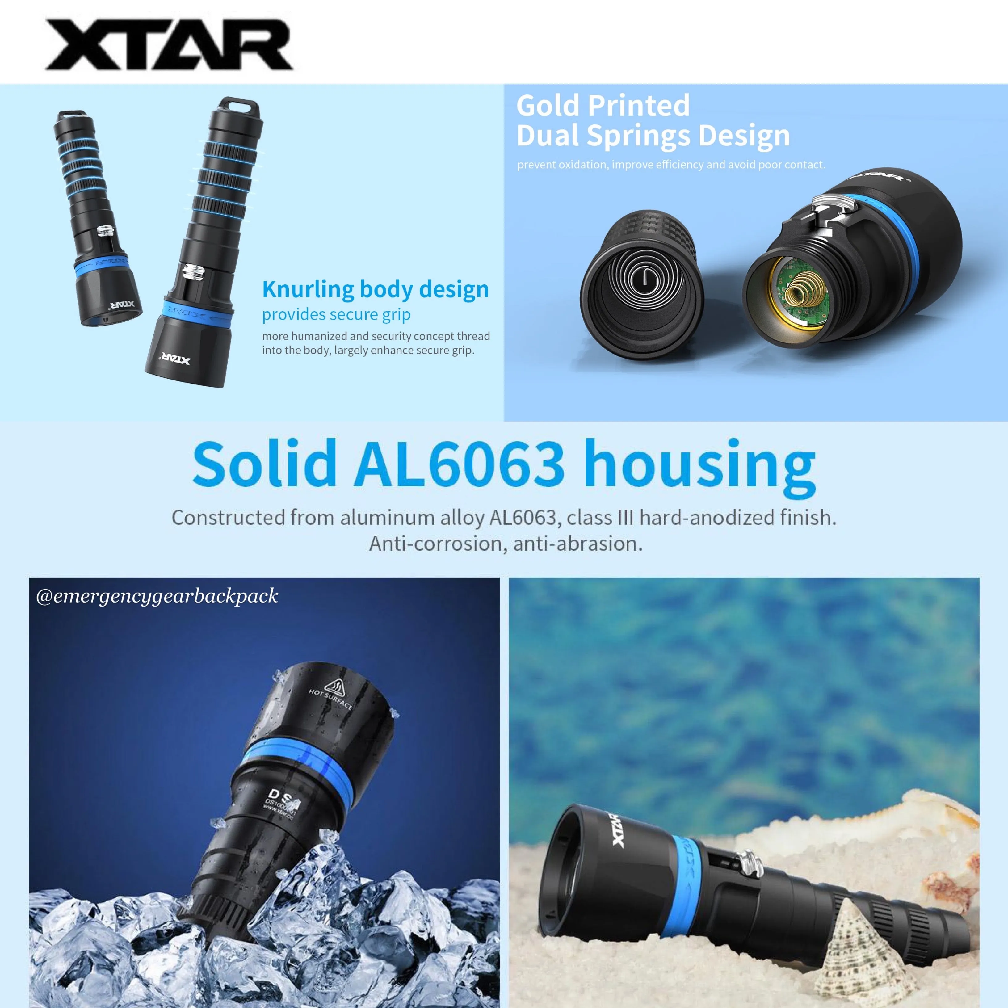 XTAR DS1 1000LMS 282M Spearfishing Diving Flashlight