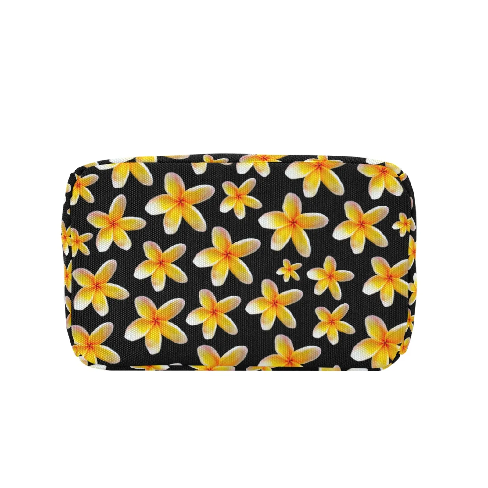 Yellow Frangipanis Black Insulated Zipper Lunch Bag